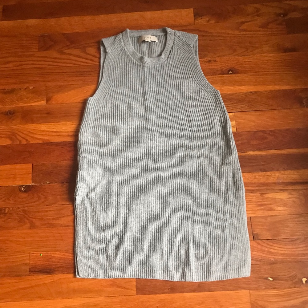 Loft gray sweater vest tunic length size small